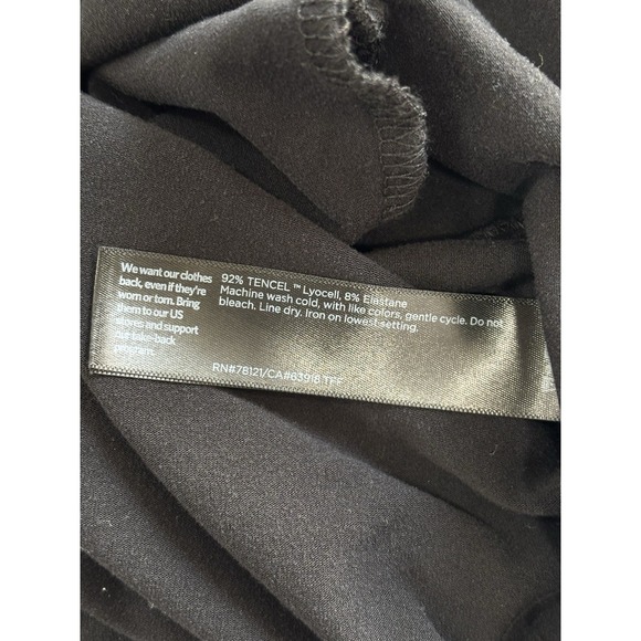 Eileen Fisher Black Tencel Dress M V Neck Pockets Stretch Casual Soft Minimalist - Picture 6 of 8